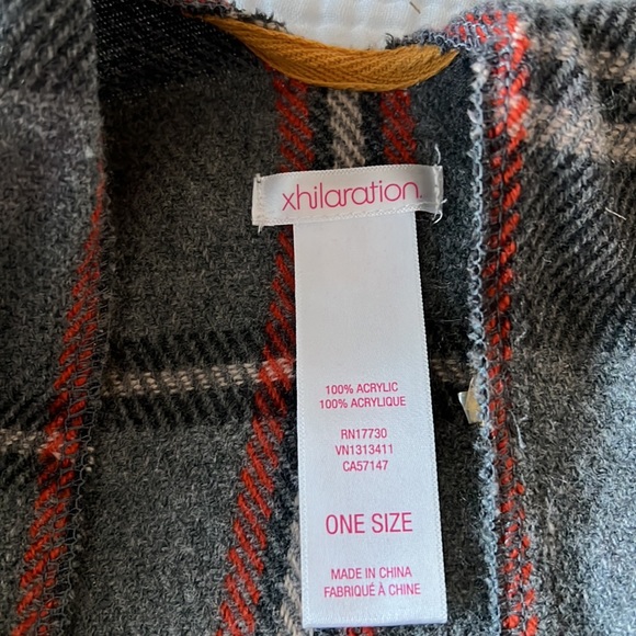 Plaid Poncho with Fringe - Picture 3 of 3